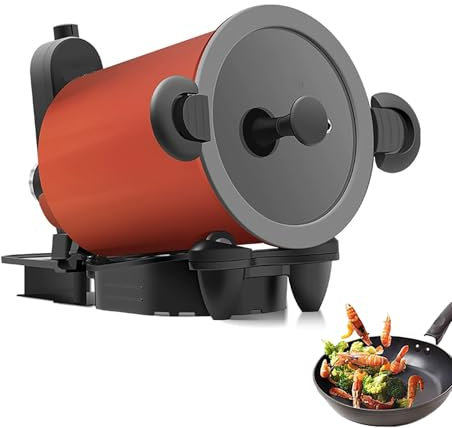 KACBFEE 360° Full Automatic Cooking Machine, Intelligent Multi Cooker, Portable Cooker Fryer for Home Outdoor Camping Travel Cooking Stir Frying Red