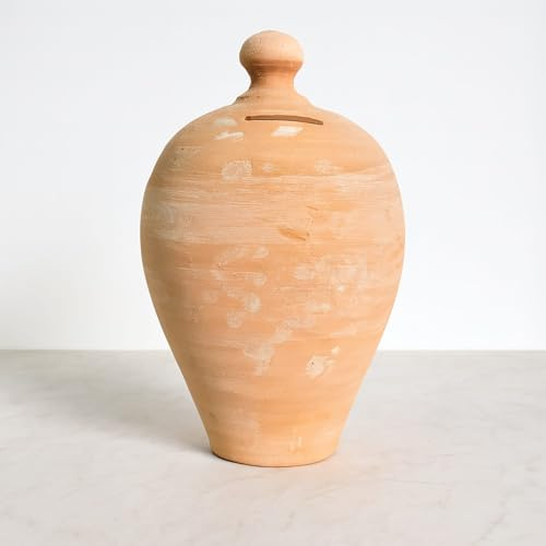Handgefertigte Spardose aus Terrakotta – Italienische Vintage-Dekoration, Retro-Design, ideal für Geschenke, Dekoration oder tägliche Ersparnis. Italienische Handwerkskunst, Höhe 27 cm