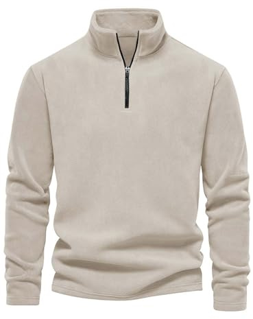 Mens Micro Fleece 1/4 Zip Mens Fleece Pullover Warm Half Zip Lightweight Outdoor Sweatshirt Windproof Sport Sweatshirts With Stand Collar Thermal Polo Neck Top For Autumn Winter, Hiking, Work
