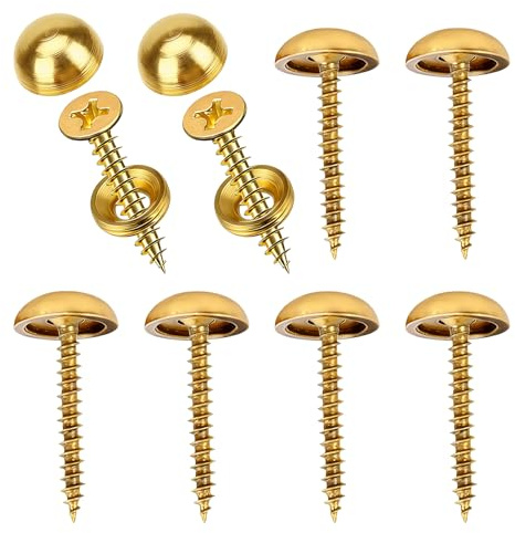 8 PCS Messingschrauben, Spiegelschrauben, selbstschneidende Schrauben, Zierkappen, geeignet für die Befestigung von Sofas, antiken Taschen, Schrankbefestigungen (15 mm)