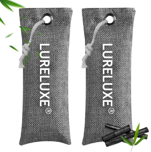 2 Sacs Purifiants d'air en Charbon de Bambou,Sac désodorisant charbon de Bambou Actif,Charbon actif purificateur d'air,Désodorisant pour Chaussures pour maison,voiture et placards(gris)