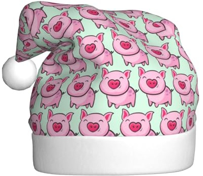 VCzsdff Smile Pink Pig Printing Unisex Erwachsene Jahreszeremonie 1 Stück Weihnachten Stirnbänder Dekoration Weihnachtsbaum Schneemann Nikolausmütze