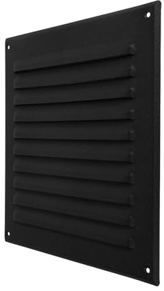 Repa Market 250 x 250 mm Black Wall Vent Cover with Screen Mesh - Indoor, Outdoor Soffit Vents - External Vent Cover - Ventilation Grilles, Metal Air Vent Covers for Walls, HVAC, Tumble Dryer Vent