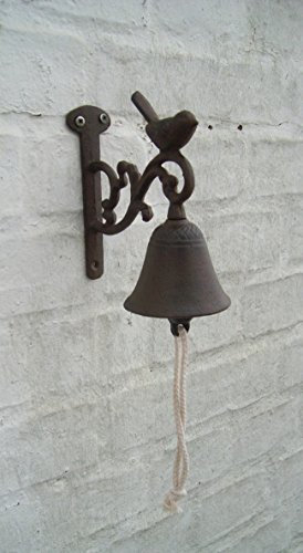 Türglocke, Klingel aus Gusseisen, Landhaus-Impressionen, Vogel, braun