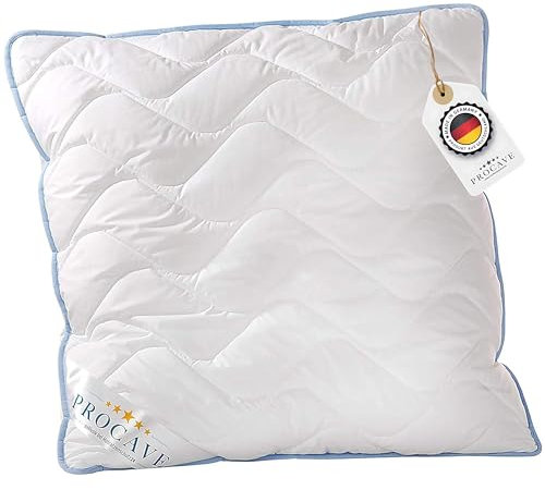 PROCAVE TopCool Kopfkissen Kochfest 80x80 cm, Qualitäts-Stepp-Kissen, atmungsaktives Allergiker Kissen, Winter- und Sommer-Kissen 100% aus Deutschland