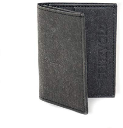 FRITZVOLD Tiny Wallet mit RFID-Schutz & Münzfach, extrem kleines, dünnes Portemonnaie für Herren & Damen, Slim Wallet, flaches Mini-Portmonee, Geldbeutel aus Papier-Kunstleder, schwarz