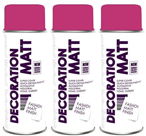 Fahrzeugteile Hoffmann 3er Sparpack Lackspray nach RAL in 400ml zur Lackierung von Auto Stahl Aluminium Beton Holz (3 Dosen in verkehrspurpur MATT RAL 4006)
