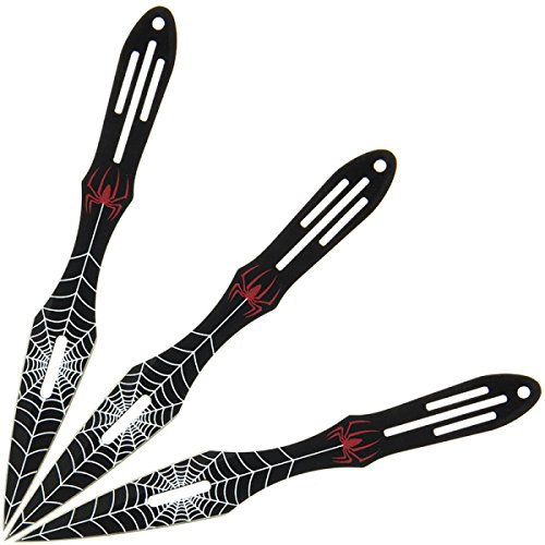 G8DS 3-teiliges Wurfmesser-Set Spider Red oder Spider Black Survival Outdoor Camping (Schwarz)