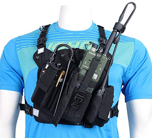Abbree Front Pack Pouch Holster Vest Rig Chest Bag Carry Case for Baofeng Two Way Radio UV-5R BF-F8HP UV-82 TYT Motorola Midland (PT-09) (PT-09)