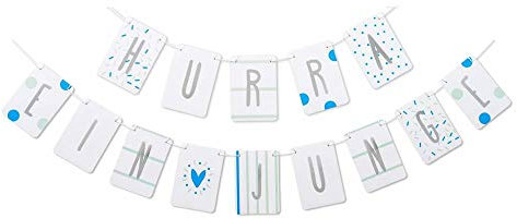 Friendly Fox Baby Girlande, Babyparty Deko, Willkommen Baby Girlande, Hurra ein Junge Girlande (blau)