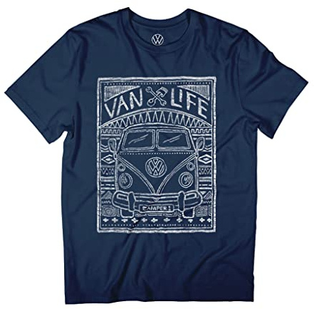 Volkswagen Men's Aztec Doodle T-Shirt, Navy Blue, XL