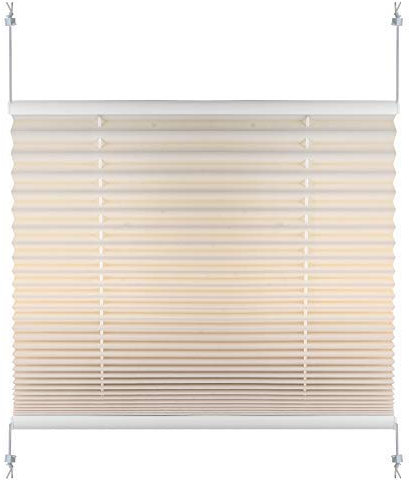 S SIENOC Plissee Klemmfix Fenster Plissee Rollo Sonnenschutz Ohne Bohren Rollo Fenster & Türen inkl. Zubehör (Beige, 40x100 cm)
