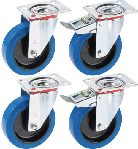 Dörner + Helmer 450677 Roller Set for Pallet Furniture (2 x Swivel Castors with Total Lock) 125 x 36 mm Maximum Load 200 kg per Roll Multi-Coloured