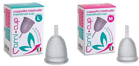 MAMICUP – Kit Coppette Mestruali in Silicone Medicale 100% Made in Italy, Coppetta Mestruale Morbida, Anallergica, Priva di Lattice e Ftalati (2 Coppette, Taglie M+L)