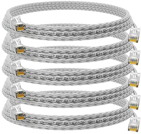 HB-DIGITAL 5x 1m Patchkabel RJ45 LAN CAT 6 Ethernetkabel Netzwerkkabel bis zu 1 Gbit/s CAT 6 Kupfer Profi S/FTP DSL für Patchpanel Switch Router Modem - Transparent