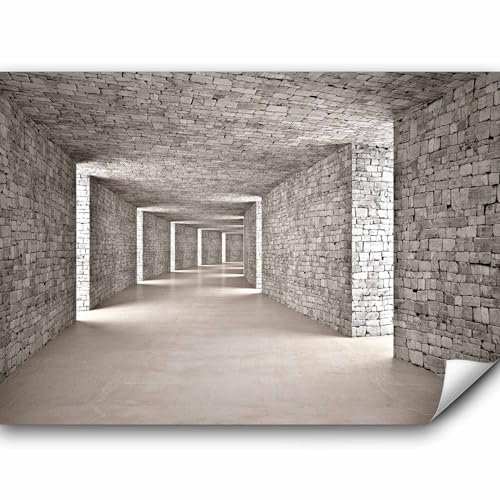 murando - Fototapete Selbstklebend 3D Effekt Tunnel 392x280 cm - Foto Tapete Tapetenfolie Möbelfolie Wandverkleidung Wandtapete Motivtapeten Wohnzimmer Schlafzimmer Modern - Mauer Ziegel d-B-0332-a-a