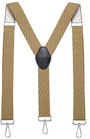 MASADA Herren Hosenträger mit robusten Karabiner Verschluss stufenlos verstellbar 3,5 cm breit und bis zu 195 cm Körpergröße - Raute Hellbraun