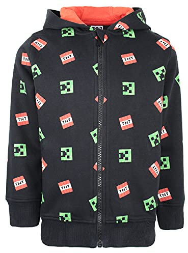 Minecraft - Black Zip Up Hoodie Kids Clothes - Boys' Hoodies - Kids Black Hoodie Creeper - Aged 5/6