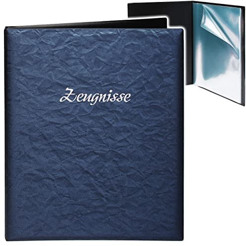alles-meine.de GmbH A4 - Zeugnismappe/Dokumentenmappe - Zeugnisse 3D Kristall-Metallic Effekt - blau/dunnkelblau - GEBUNDEN mit 20 festen Seiten- A 4 - Zeugnisbuch ..