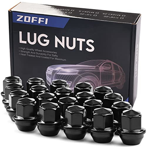 ZOFFI M12 x 1,5 Schwarz OEM Factory Style Große Eichel Sitz Lug Muttern für die meisten Ford Fiesta Focus Fusion Fabrik Räder – 20 Stück Chrom geschlossenes Ende M12 x 1,5 Lug Nuts