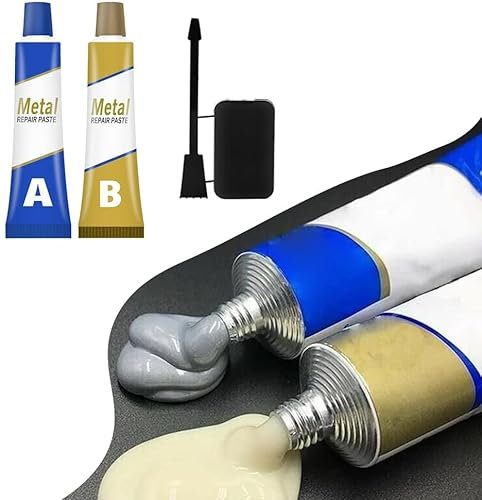 Magic Metal Cast Iron Repair Glue - Industrial Heat Resistance Cold Weld Repair Paste for Plastic, Wood, Concrete - 2 Bottles