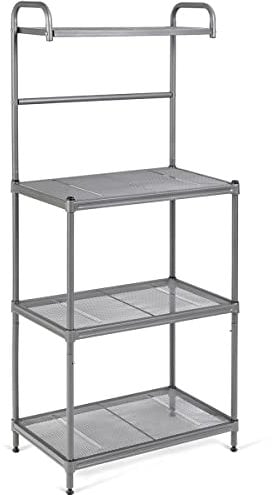 GIANTEX Scaffale in Metallo per Forno a Microonde con 4 Ripiani, Scaffalature Metalliche con Piedini Regolabili, Adatto per Cucina, Soggiorno, Balcone, 60 x 34,5 x 136 cm, 2 Colori (grigio)