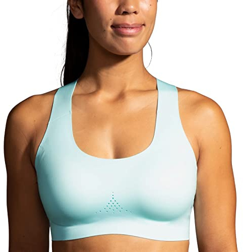 Brooks Women's Crossback 2.0 Sports Bra for Running, Workouts & Sports, Ice Blue/Vivid Teal, 30DD