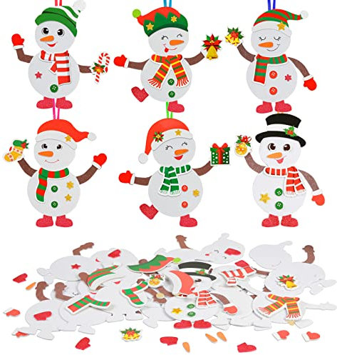 LAMEK 12 Pack Snowman Craft Kits for Kids DIY Christmas Arts Crafts Creative Activities Set for Children Make Your Own Christmas Decoration Party Supply