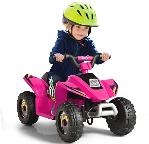 GOPLUS 6V Elektro Kindquad ATV mit Vor- und Rückwärtsschalter, Miniquad Kinderauto, Elektrofahrzeug aus PP + Stahl, Elektro Motorrad für Kinder ab 3 Jahre bis zu 30kg tragbar, 73x40x44,5cm (Rosa)