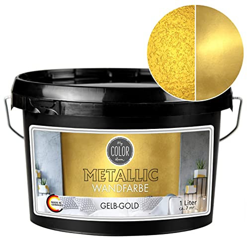 My COLOR Room Vernice da parete metallizzata (giallo-oro, 1000 ml), effetto creativo, per decorazione da parete con effetto metallizzato, per interni, colore decorativo, made in Germany