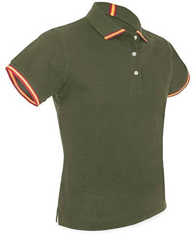 GARGOLA.ES OPERADORES DIGITALES Polo Verde con Bandera DE ESPAÑA EN EL Cuello. Polo Nacional (XXL)