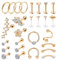 LOLIAS 27 Stück Helix Tragus Piercing Ohrringe für Frauen Männer Edelstahl Creolen Muschel Piercing Ohr Schmuck Nase Lippen Clicker Ring CZ Langhantel Piercing Set für Mädchen Geschenk