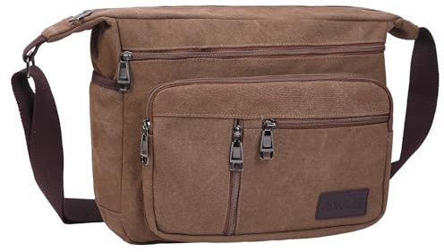 BOMKEE Umhängetasche Herren, Messenger Bag Groß Leinwand Schultertasche Shoulder Tasche 15.6 Zoll Laptop Bag für Arbeit Schule Reisen