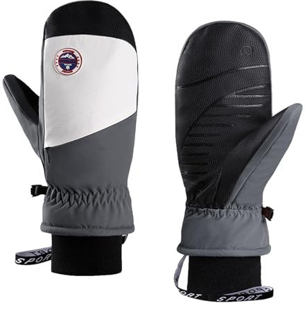 A-QMZL Winterhandschuhe wasserdichte Warme Skihandschuhe Damen Wind und kältebeständig Thermohandschuhe Verdickte Touchscreen-Handschuhe für Skifahren, Laufen, Radfahren, Wandern, Schneesport(grau)