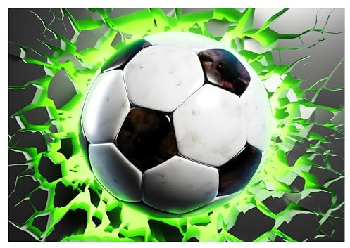 WallArena Vlies Fototapete, Fußball, 254x184cm | Fototapeten - Tapeten - für Wohnzimmer Schlafzimmer - Vliestapete Wandtapete Tapete 3D Effekt- inkl. Kleister