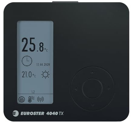 EUROSTER 4040TXC6B Funk Wandthermostat für Fußbodenheizungen | Kompatibel mit EUROSTER C6RX Regelklemmleiste - Schwarz