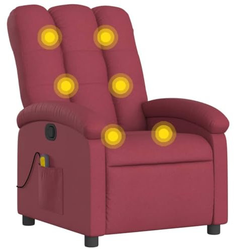 vidaXL Fauteuil de Massage Inclinable, Chaise de Relaxation avec Dossier, Siège avec Repose-Pied, Fauteuil TV de Salon, Moderne, Rouge Bordeaux Tissu