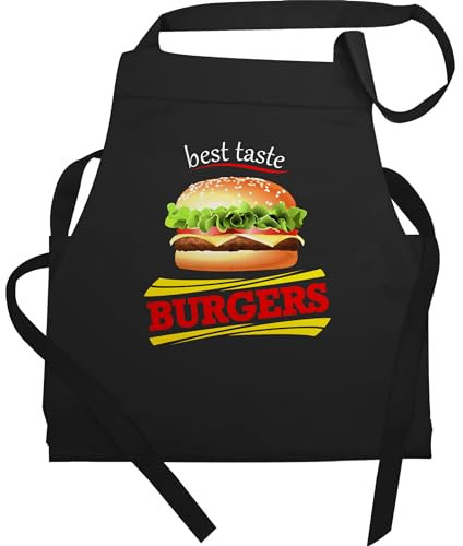 Shirtracer Schürze Geschenk - Karneval & Fasching - Erwachsene - Burger Kostüm - 60x87 - Schwarz - geschenke für omis männer kochen hamburger schürtze koch faschings lustige köche verkleidet carnival