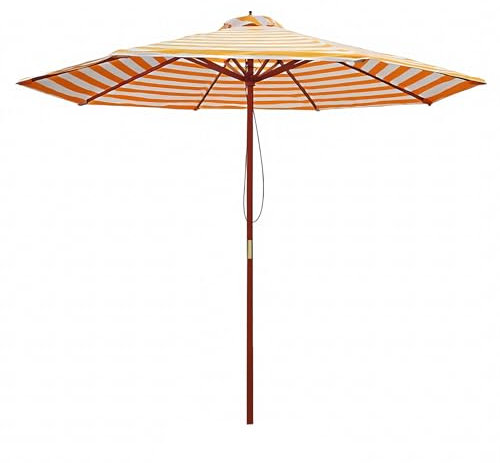 Terrassenschirm mit Streifen, Runder Regenschirm mit 8 Stabilen Rippen, for Garten, Terrasse, Hinterhof, Pool (Color : Yellow, Size : 270cm/9FT)
