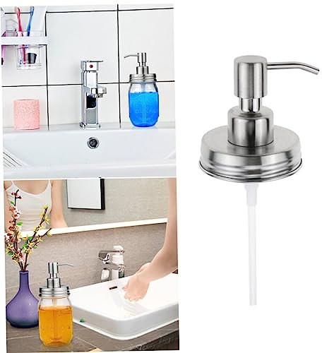 KONTONTY Stainless Steel Pump Head Soap Dispenser for Foaming Soap Mason Jar Design Style Replacement Pump for Lotion Dispenser