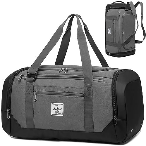 Laripwit Sporttasche Herren, 40L Reisetasche Rucksack Trainingstasche mit Schuhfach & Nassfach, Wasserdicht Sport Gym Fitness Tasche Weekender Tasche Rucksack Damen, Grau