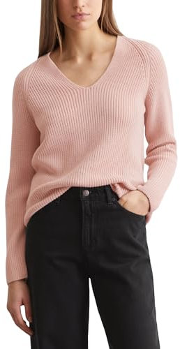 Marc O'Polo Damen Strickpullover aus Bio-Baumwolle mit V-Ausschnitt, Rosa (Dusty Rose), M
