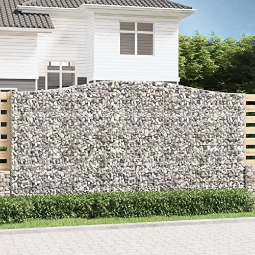 Rantry Gabions à arc surélevé 2 pièces. Panier à pierre Panier métallique Panier à gabions Crochet Gabion Panier à pierre Panier à grillage Gabion Mur Gabion Clôture 400 x 50 x 200/220 cm Fer