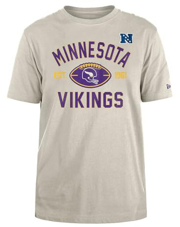 MINNESOTA VIKINGS New Era Cap NFL Regular T-Shirt Distressed Screenprint Team Graphic Stone Unisex