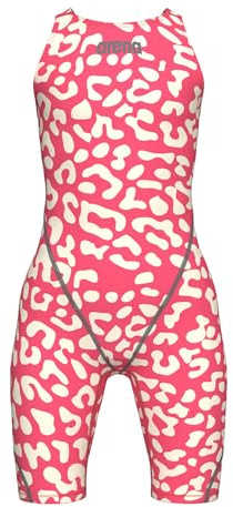 Arena Girls Open Back Racing Tech Suit Powerskin St Next Kneeskin Swimsuit Swimsuit, Leopard Skin, Geranium, 28, Leopard Skin Geranium, 28