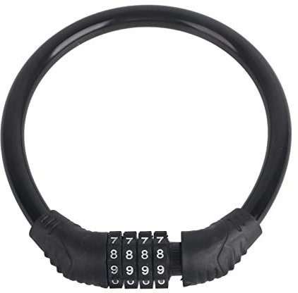 XIASABA Fahrradschloss, Fahrradschloss, Kabel, hohe Sicherheit, 4-stellige Nummer, Fahrradkabelschlösser, Fahrradzubehör für Fahrrad, Elektroroller, Motorrad (Schwarz)