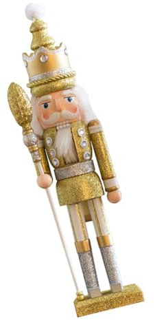 OFFSCH Adorno Clásico De Madera Soldado Navideño Decoración De Escritorio Dorado