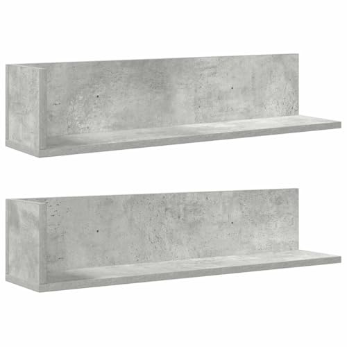 vidaXL Wandregale 2 STK. Betongrau 75x16,5x16,5 cm Holzwerkstoff