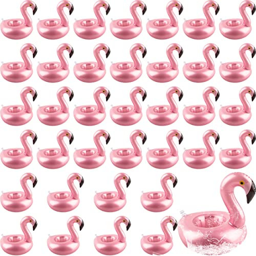 36 Pack Inflatable Flamingo Drink Holder Rose Gold Blow Up Flamingo Drink Floats Hot Tub Drinking Cup Coasters for Summer Swim Pool Party