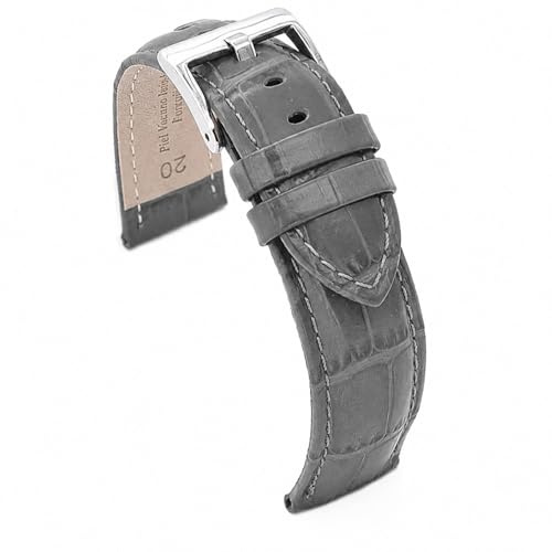 diloy Sportliches gepolstertes Uhrenarmband Rindsleder Krokoprägung quadratisch – Größen 14mm 16mm 18mm 20mm 22mm 24mm 26mm 28mm 30mm – Elegant und widerstandsfähig 368